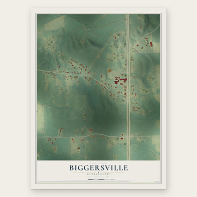 Biggersville, Mississippi map print, the full design