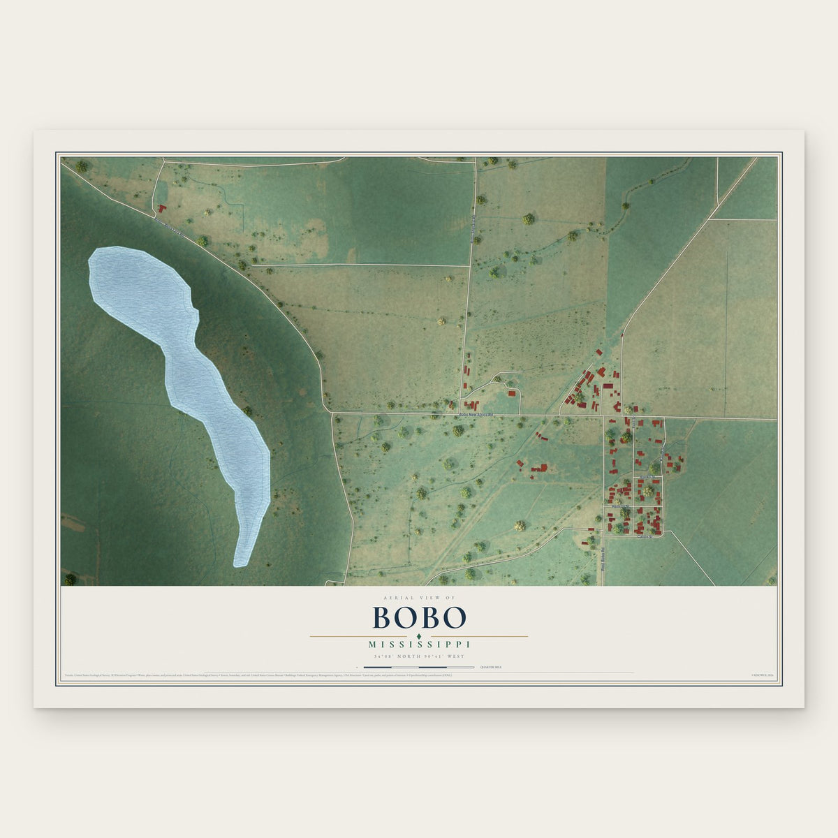 Bobo, Mississippi map print, the full design