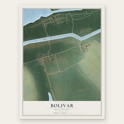 Bolivar, Mississippi map print, the full design