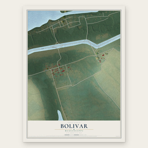 Bolivar, Mississippi map print, the full design