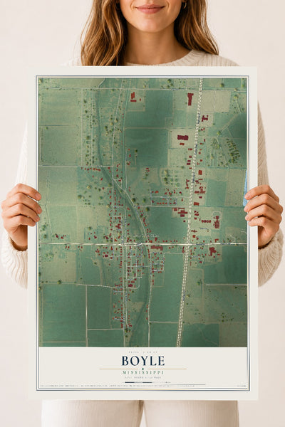 Map of Boyle, Mississippi, 18 x 24 inch unframed archival matte print