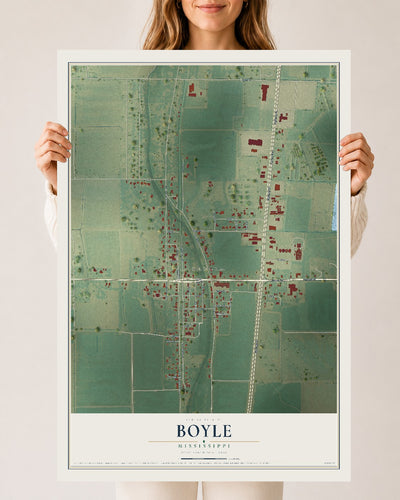 Map of Boyle, Mississippi, 24 x 36 inch unframed archival matte print