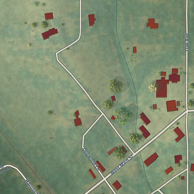 Close-up of the map of Braxton, Mississippi print showing street and building detail