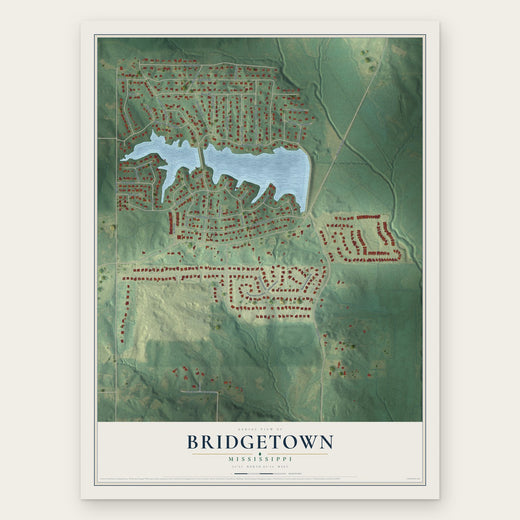 Bridgetown, Mississippi map print, the full design