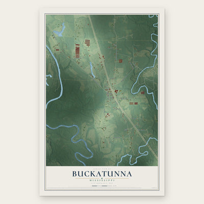 Buckatunna, Mississippi map print, the full design