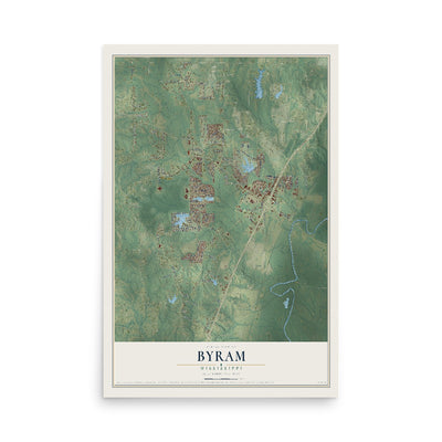 Map of Byram, Mississippi, 12 x 18 inch unframed archival matte print