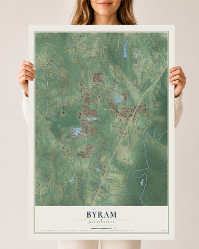 Map of Byram, Mississippi, 24 x 36 inch unframed archival matte print