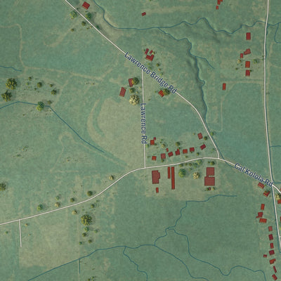 Second close-up of the map of Caledonia, Mississippi print showing more streets and buildings