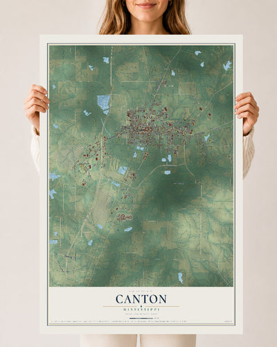 Map of Canton, Mississippi, 24 x 36 inch unframed archival matte print