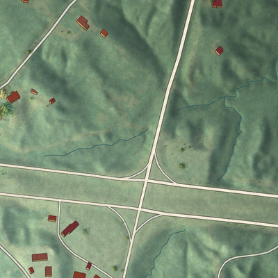 Second close-up of the map of Carrollton, Mississippi print showing more streets and buildings