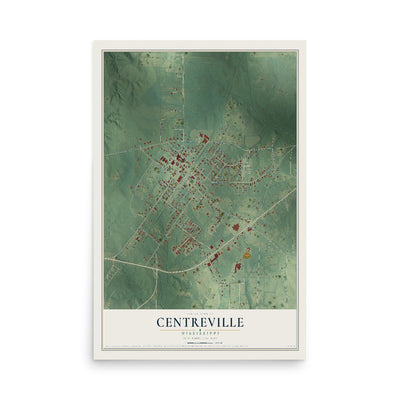 Map of Centreville, Mississippi, 12 x 18 inch unframed archival matte print