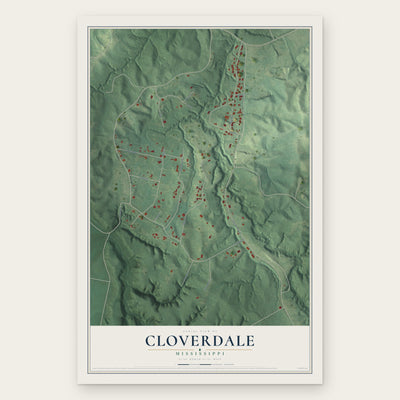 Cloverdale, Mississippi map print, the full design