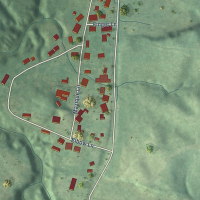 Close-up of the map of Cloverdale, Mississippi print showing street and building detail