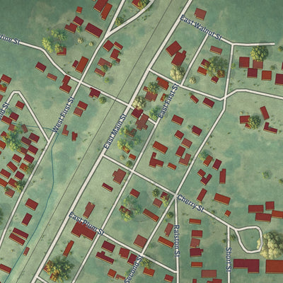 Close-up of the map of Coahoma, Mississippi print showing street and building detail