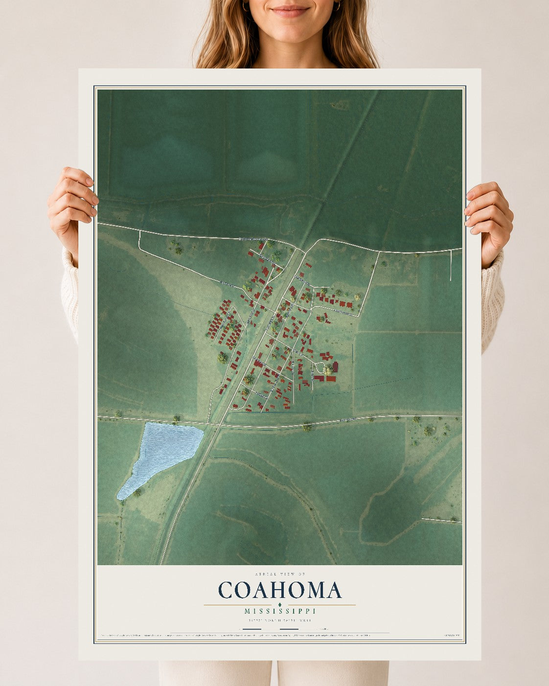 Map of Coahoma, Mississippi, 24 x 36 inch unframed archival matte print