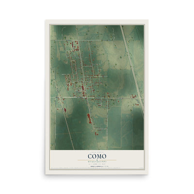 Map of Como, Mississippi, 12 x 18 inch unframed archival matte print
