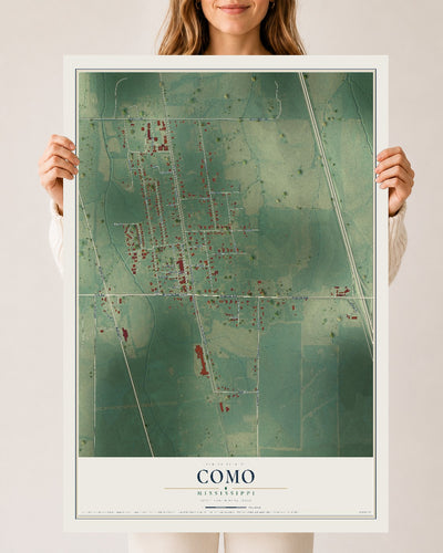 Map of Como, Mississippi, 24 x 36 inch unframed archival matte print
