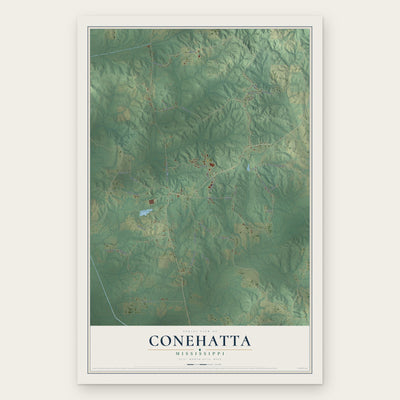 Conehatta, Mississippi map print, the full design