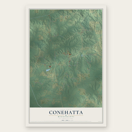 Conehatta, Mississippi map print, the full design