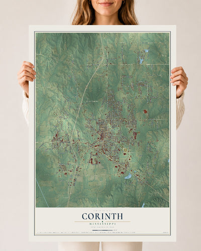 Map of Corinth, Mississippi, 24 x 36 inch unframed archival matte print