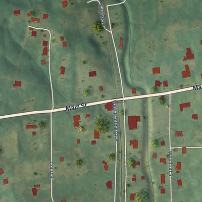 Close-up of the map of Courtland, Mississippi print showing street and building detail