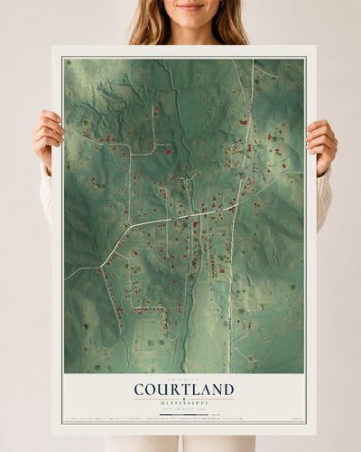 Map of Courtland, Mississippi, 24 x 36 inch unframed archival matte print