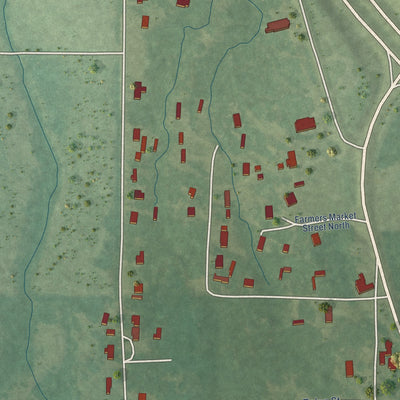 Close-up of the map of Crawford, Mississippi print showing street and building detail