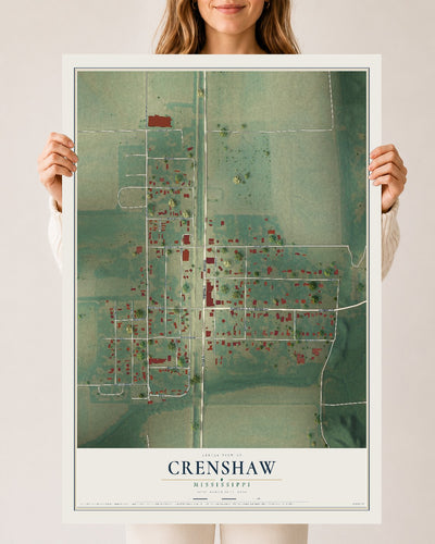 Map of Crenshaw, Mississippi, 24 x 36 inch unframed archival matte print
