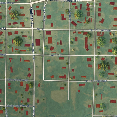 Close-up of the map of Crowder, Mississippi print showing street and building detail