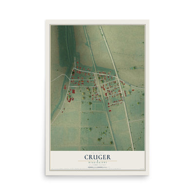 Map of Cruger, Mississippi, 12 x 18 inch unframed archival matte print