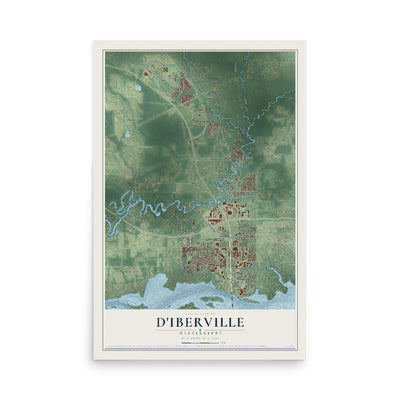 Map of D'Iberville, Mississippi, 12 x 18 inch unframed archival matte print