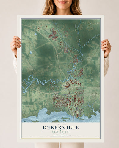 Map of D'Iberville, Mississippi, 24 x 36 inch unframed archival matte print