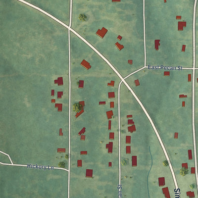 Second close-up of the map of D'Lo, Mississippi print showing more streets and buildings