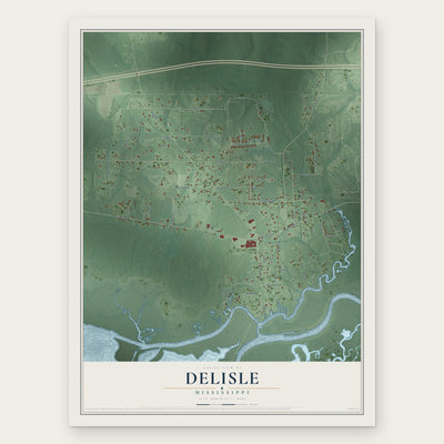 DeLisle, Mississippi map print, the full design