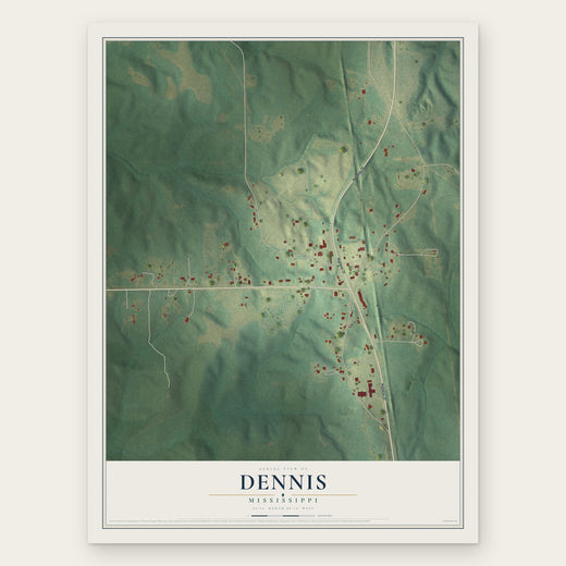 Dennis, Mississippi map print, the full design