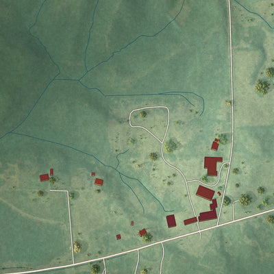 Second close-up of the map of Derma, Mississippi print showing more streets and buildings