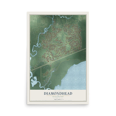 Map of Diamondhead, Mississippi, 12 x 18 inch unframed archival matte print
