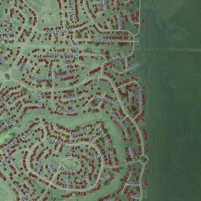 Second close-up of the map of Diamondhead, Mississippi print showing more streets and buildings