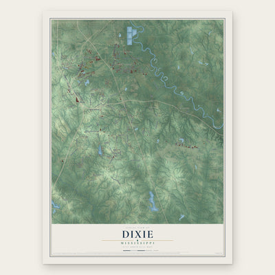 Dixie, Mississippi map print, the full design