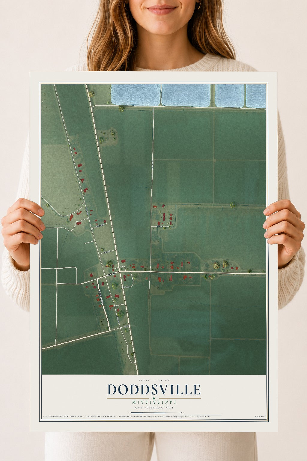 Map of Doddsville, Mississippi, 18 x 24 inch unframed archival matte print