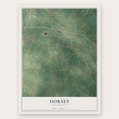 Dorsey, Mississippi map print, the full design