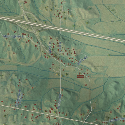 Close-up of the map of Dorsey, Mississippi print showing street and building detail