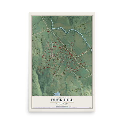 Map of Duck Hill, Mississippi, 12 x 18 inch unframed archival matte print