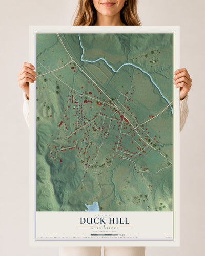 Map of Duck Hill, Mississippi, 24 x 36 inch unframed archival matte print