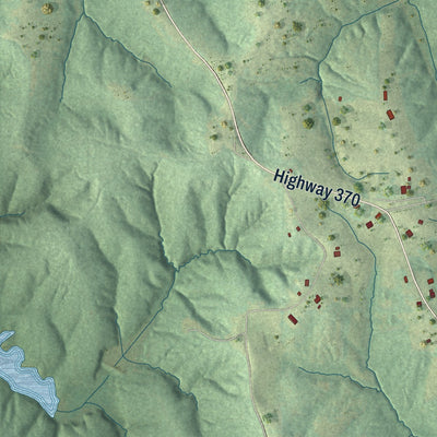 Second close-up of the map of Dumas, Mississippi print showing more streets and buildings