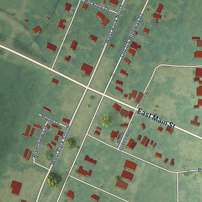 Close-up of the map of Duncan, Mississippi print showing street and building detail