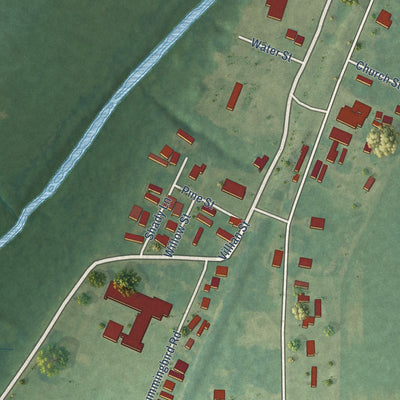 Second close-up of the map of Duncan, Mississippi print showing more streets and buildings