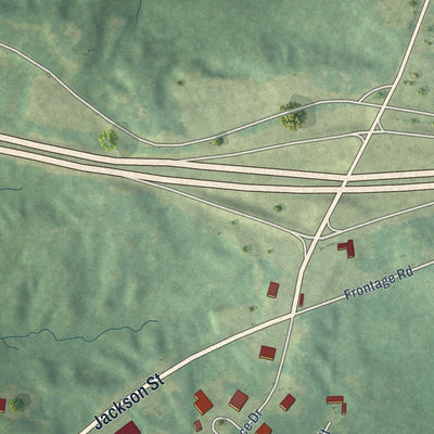 Second close-up of the map of Edwards, Mississippi print showing more streets and buildings
