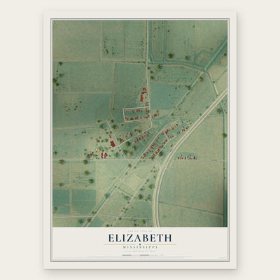 Elizabeth, Mississippi map print, the full design