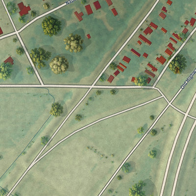 Close-up of the map of Elizabeth, Mississippi print showing street and building detail